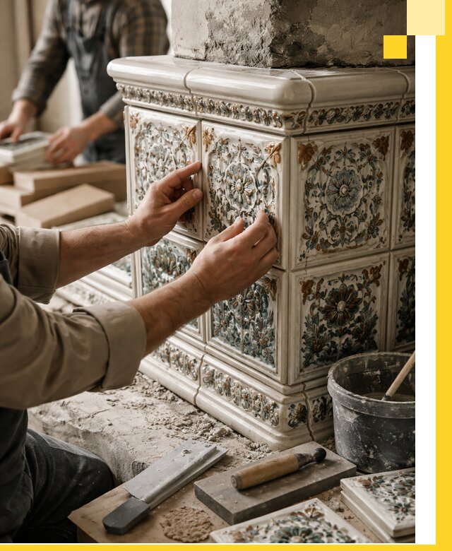 Изразцовые камины под ключ в Ступине: проект и монтаж