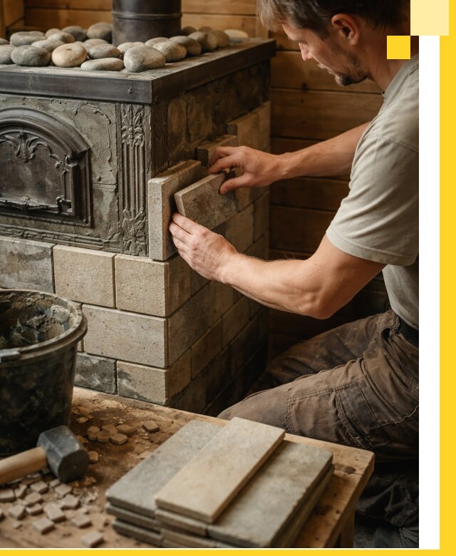 Облицовка банных печей в Ступине профессиональная отделка