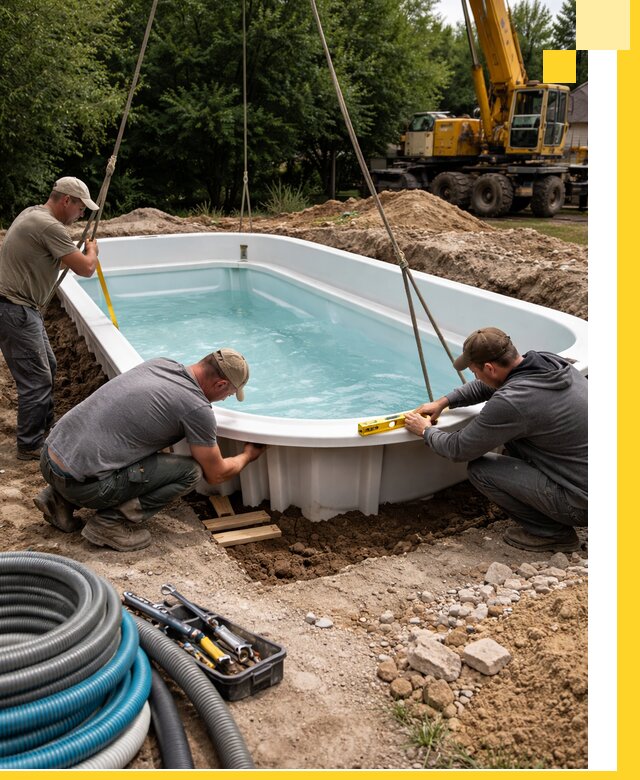 Установка и монтаж композитных бассейнов под ключ в Ступине