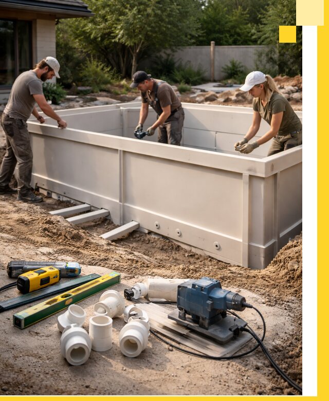 Установка полипропиленовых бассейнов под ключ в Ступине