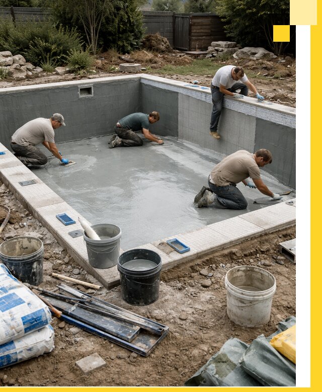 Изготовление и монтаж чаши бассейна под ключ в Ступине