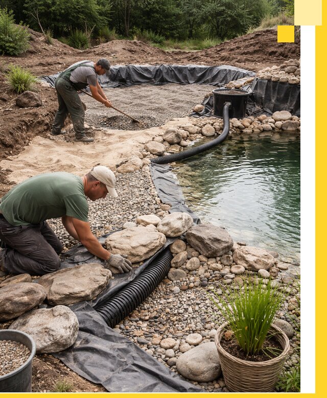 Строительство природных бассейнов и озер в Ступине под ключ