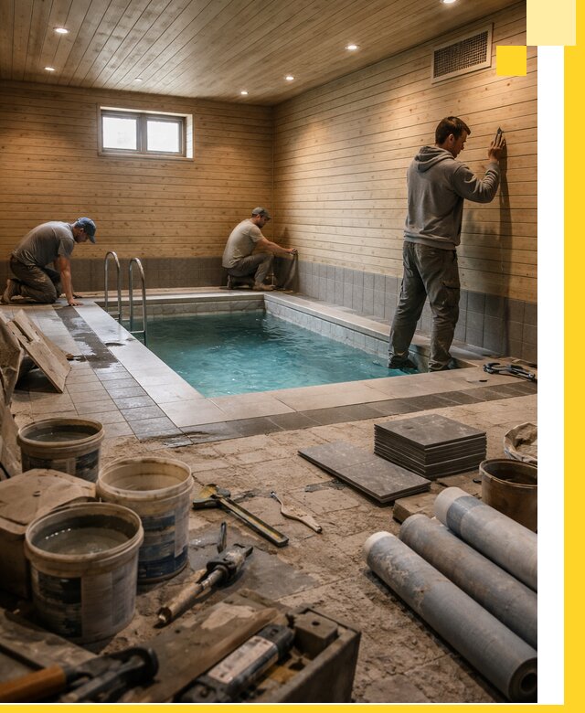 Строительство бани с бассейном и сауной под ключ в Ступине