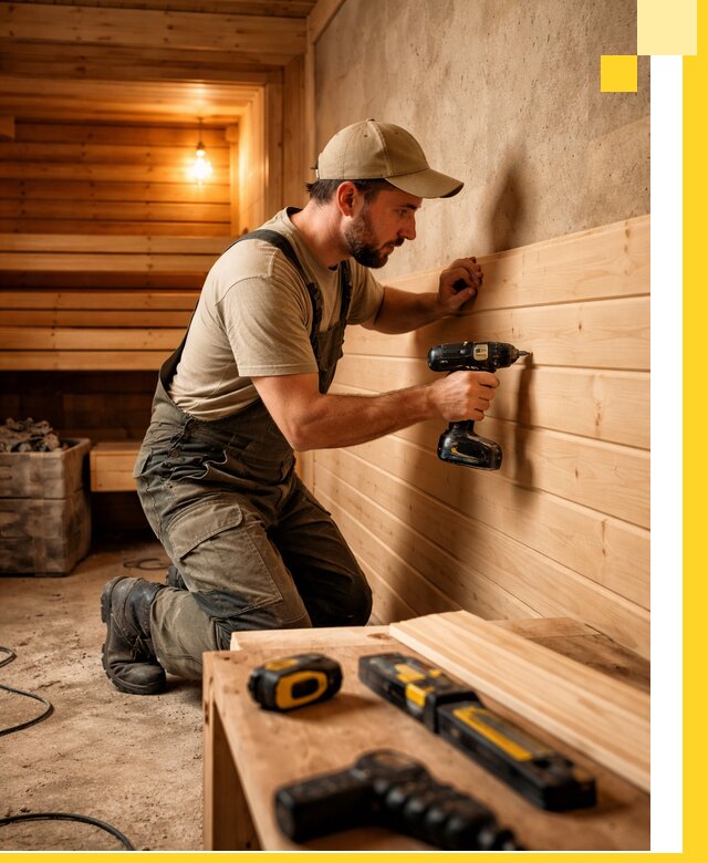 Профессиональная внутренняя отделка бани в Ступине под ключ