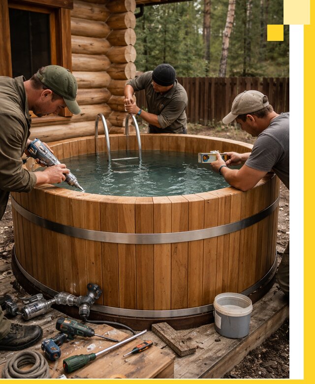 Строительство бань с купелью под ключ и отделкой в Ступине