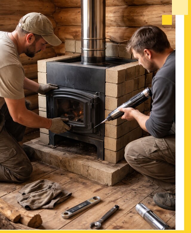 Монтаж и установка печи в бане под ключ с гарантией в Ступине