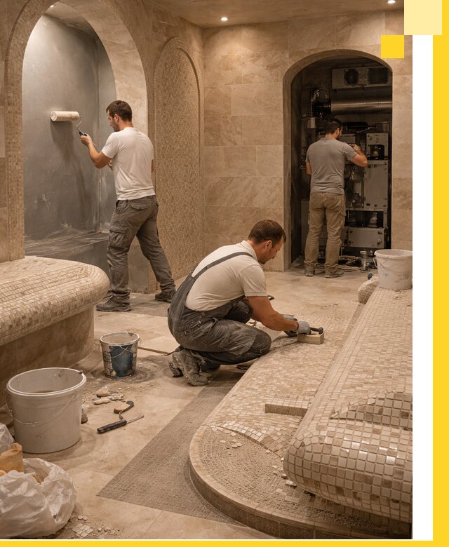 Строительство бани с хамамом и бассейном под ключ в Ступине