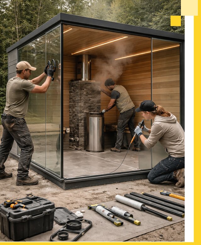 Проектирование и строительство стеклянных бань в Ступине