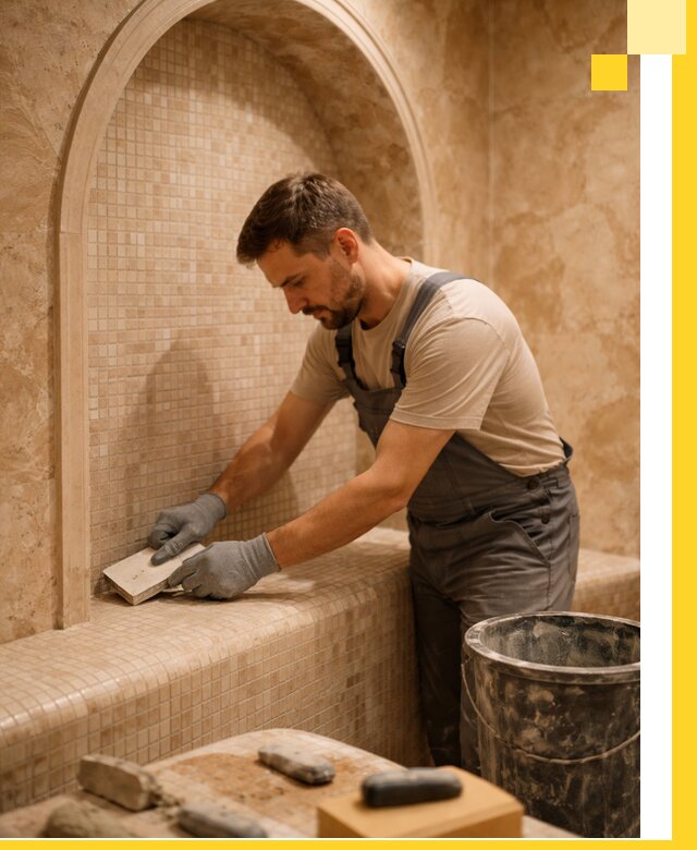 Профессиональная отделка хамамов с мозаикой под ключ в Ступине