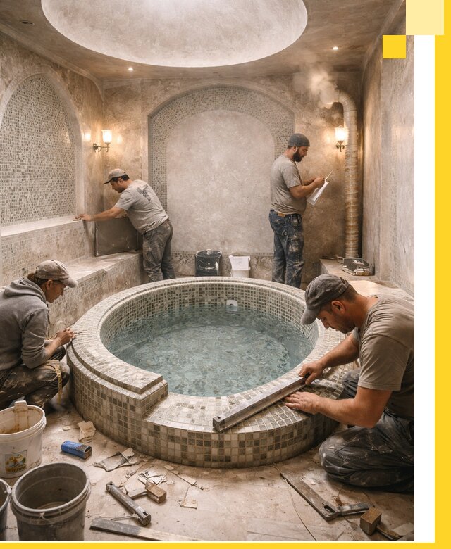 Профессиональное строительство хамама с бассейном в Ступине под ключ