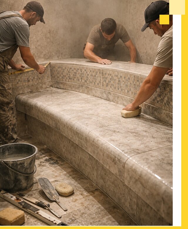 Изготовление и установка сидений для хамама в Ступине